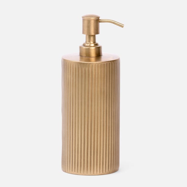 BATH COLLECTION ANTIQUE BRASS RIBBED METAL