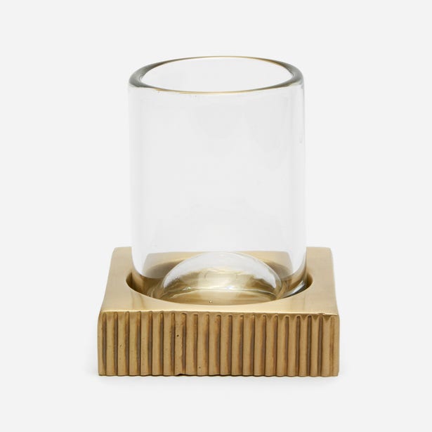 BATH COLLECTION ANTIQUE BRASS RIBBED METAL