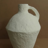 VASE PAPER MACHE OFF-WHITE WITH HANDLE
