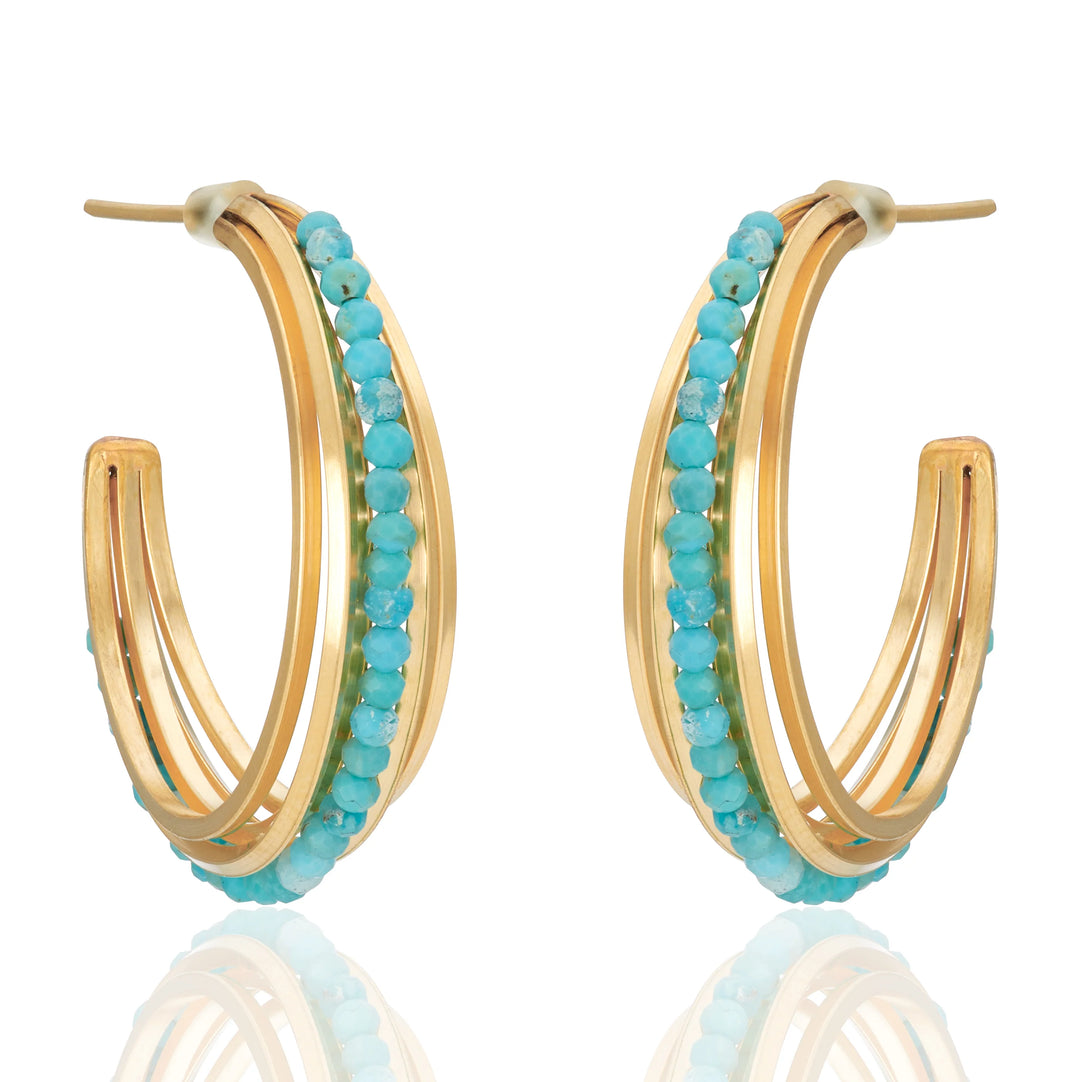 EARRING MIA GEM MULTI HOOPS TURQUOISE
