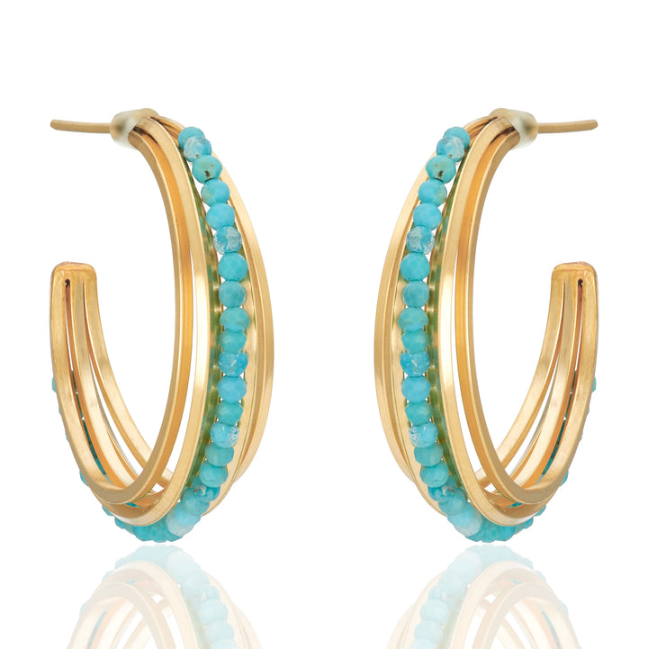 EARRING MIA GEM MULTI HOOPS TURQUOISE