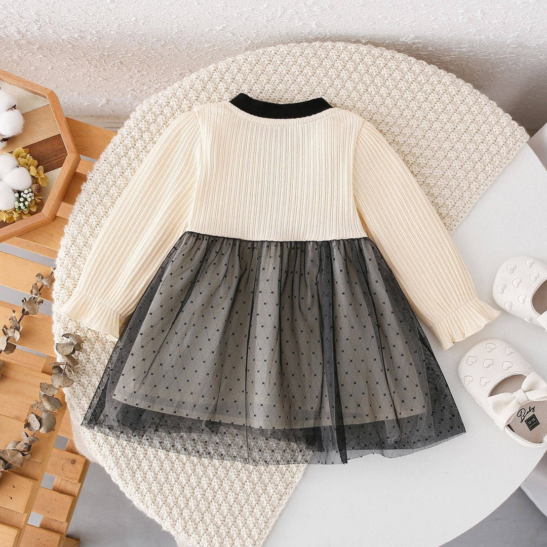DRESS TULLE PATCHWORK LONG SLEEVE