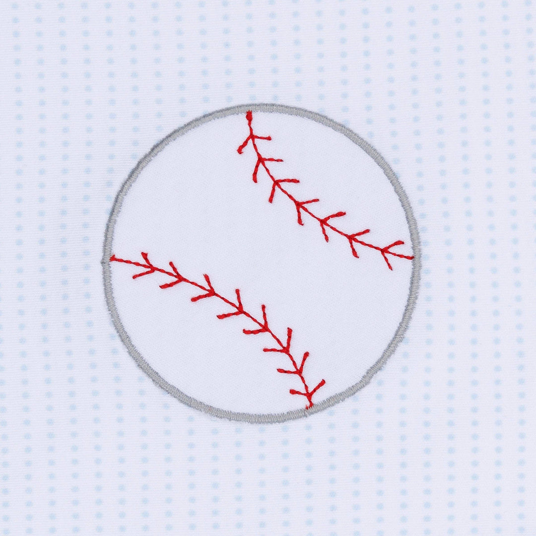 PAJAMAS LONG SLEEVE APPLIQUE BASEBALL LIGHT BLUE