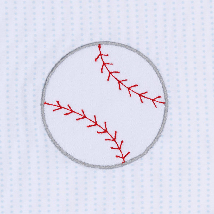 PAJAMAS LONG SLEEVE APPLIQUE BASEBALL LIGHT BLUE