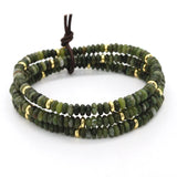 BRACELET OLIVE JADE + GOLD