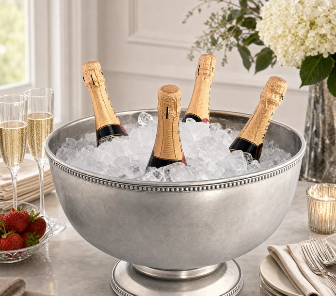 ICE TUB/PUNCH BOWL PEWTER MEDICI BEAD