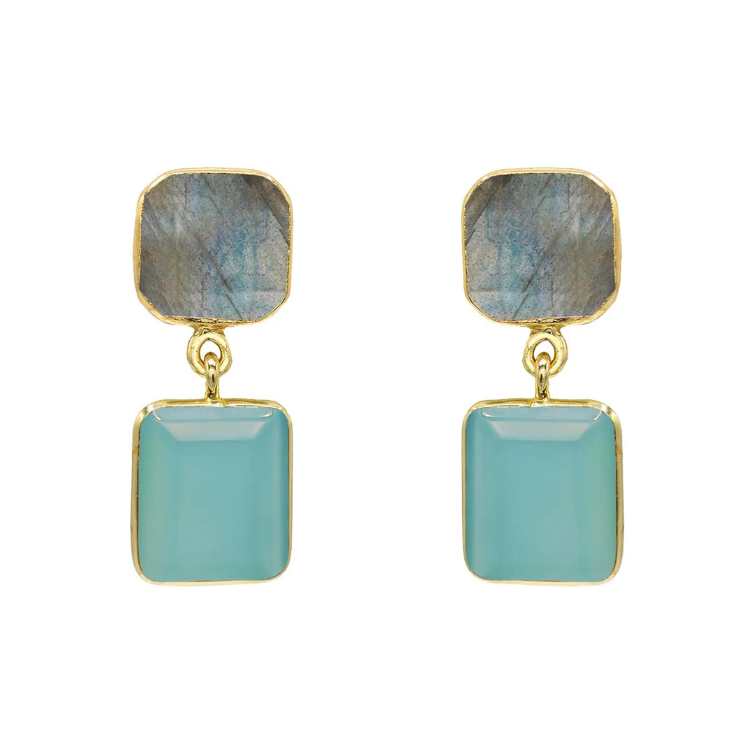 EARRINGS  TWO-TONE RECTANGULAR