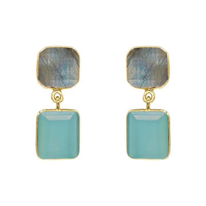EARRINGS  TWO-TONE RECTANGULAR