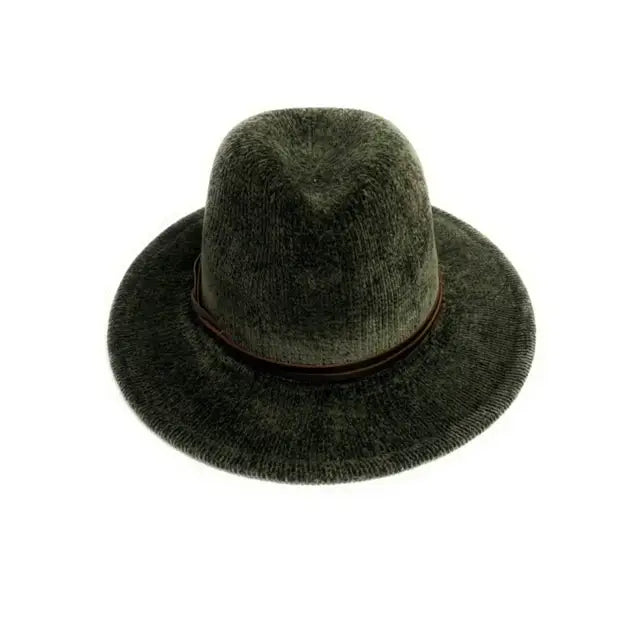 HAT FEDORA BRIM WITH FAUX LEATHER TRIM