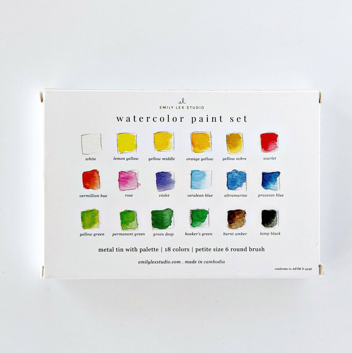 WATERCOLOR PAINT SET 18 COLORS W/BRUSH
