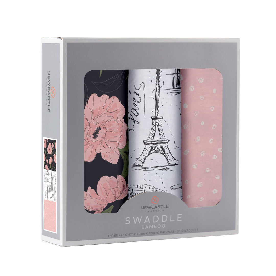 S/3 SWADDLE LONDON PARIS NEW YORK BAMBOO