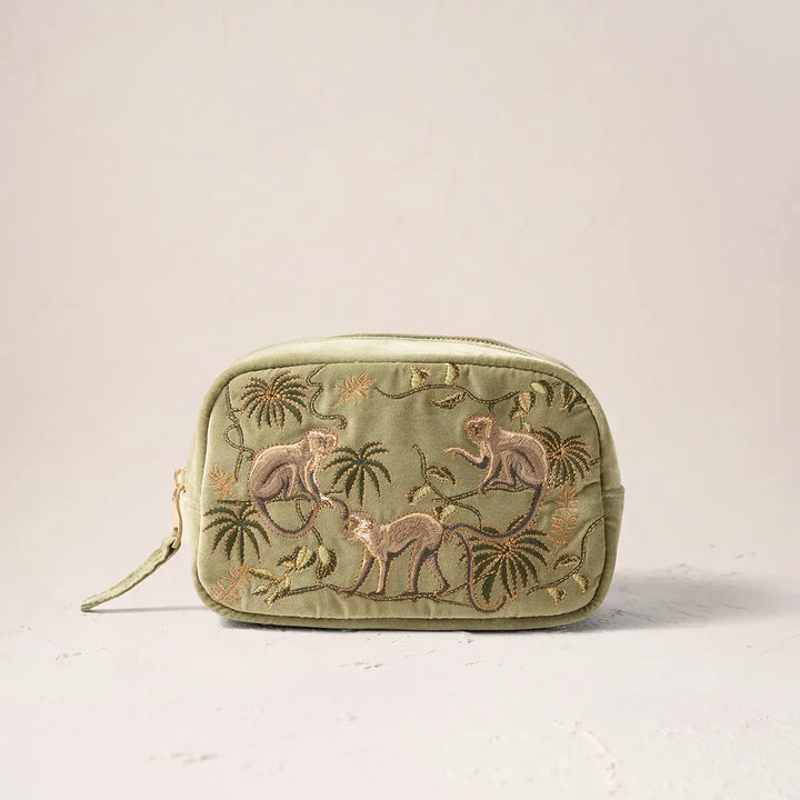 MAKEUP BAG MONKEYS OLIVE