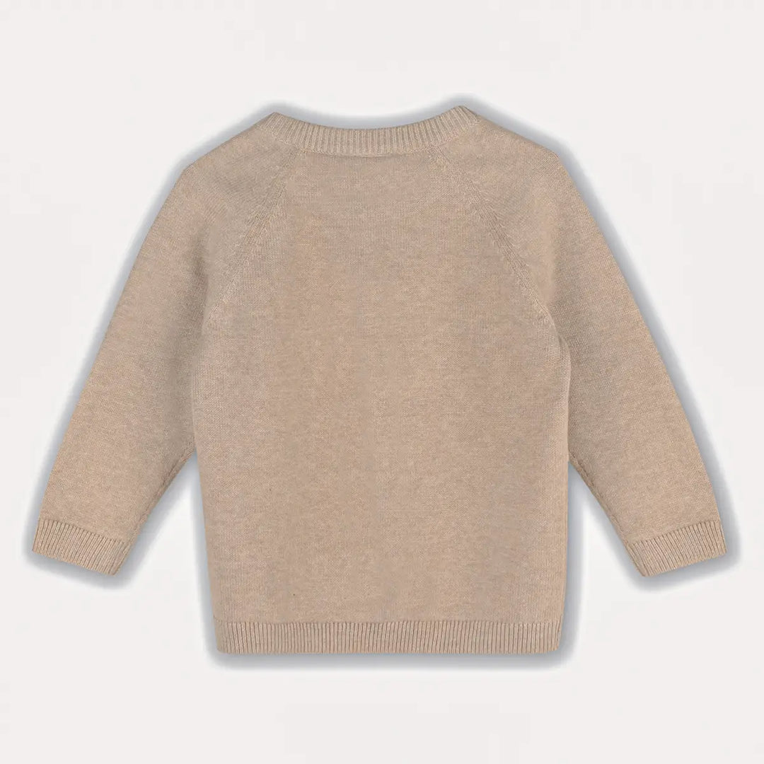 PULLOVER APPLIQUE TEDDY BEAR OAT HEATHER