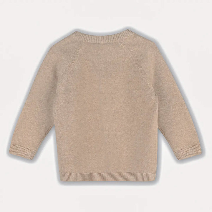 PULLOVER APPLIQUE TEDDY BEAR OAT HEATHER