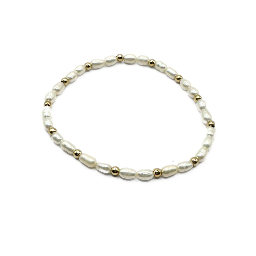 BRACELET PETITE RICE PEARL GOLD BEADS