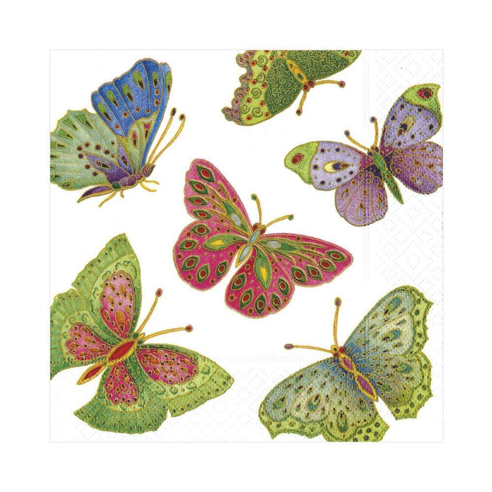 NAPKIN COCKTAIL JEWELED BUTTERFLIES-PEARL