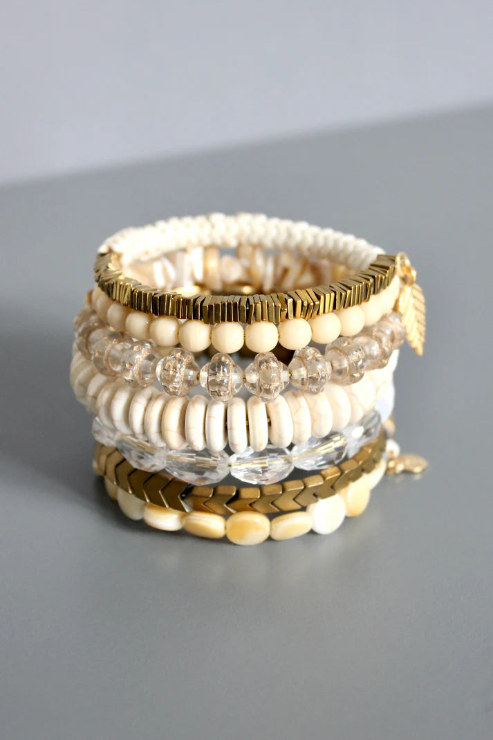 BRACELET WHITE & BRASS WRAP