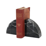 BOOKENDS MARBLE HEMISPHERE BLACK ZEBRA