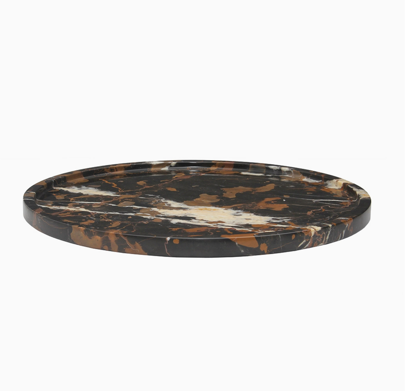 TRAY ROUND BLACK & GOLD MARBLE