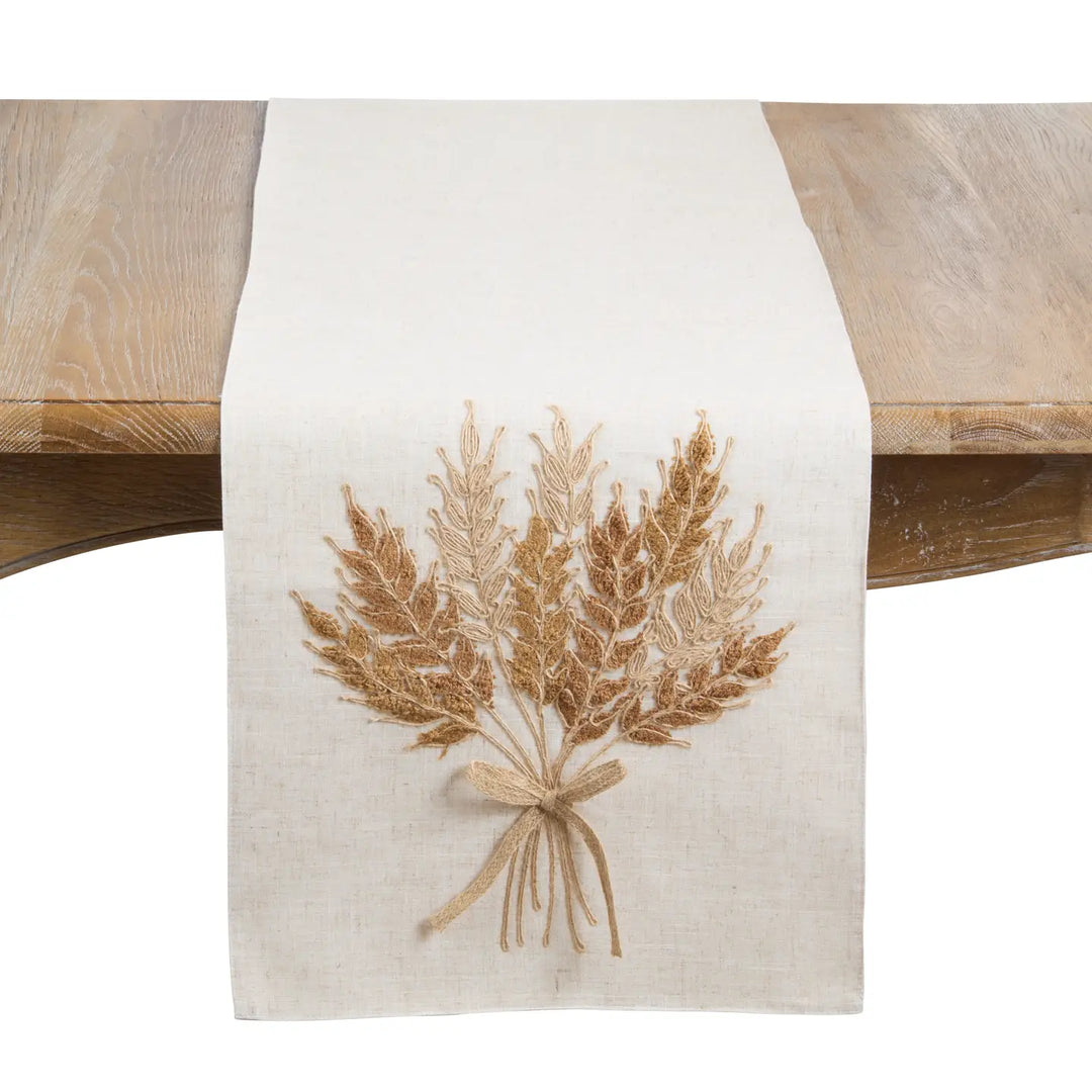 TABLE RUNNER EMBROIDERED AUTUMN WHEAT