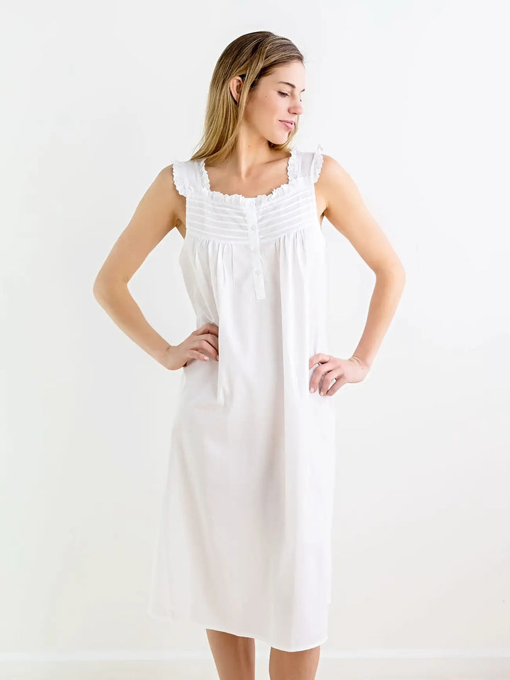 NIGHTGOWN EYELET LACE RUFFLE SLEEVE