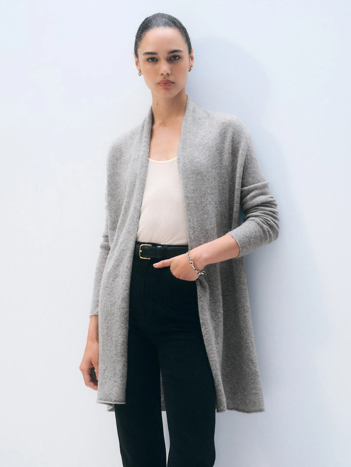 CARDIGAN CASHMERE TRAPEZE GREY HEATHER