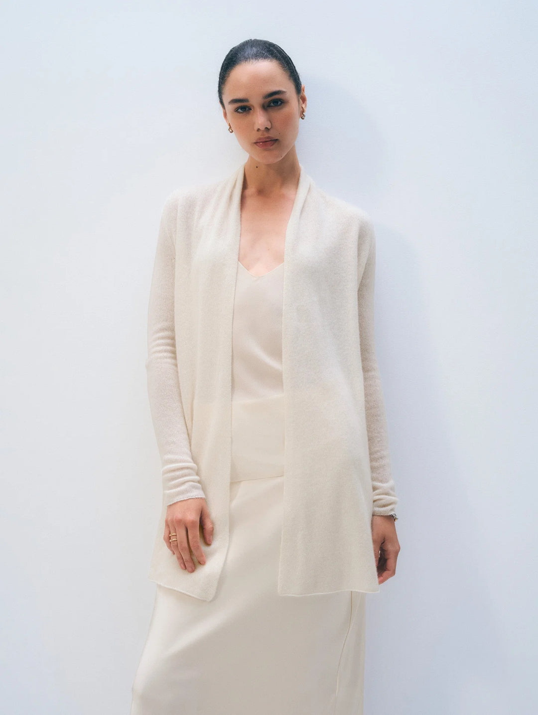 CARDIGAN CASHMERE TRAPEZE SOFT WHITE