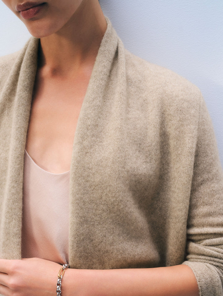 CARDIGAN CASHMERE TRAPEZE TAUPE HEATHER