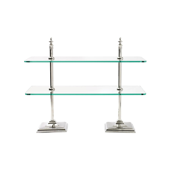 CAKE STAND POLISHED NISKEL & RECTANGULAR GLASS