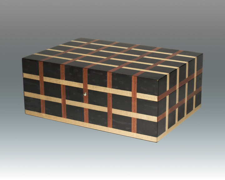 JEWERLY BOX BLACK SQUARES WITH TRAY