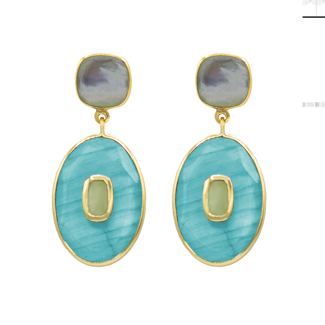 EARRINGS STONE LABRADORITE MOP