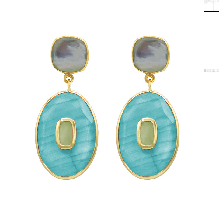 EARRINGS STONE LABRADORITE MOP