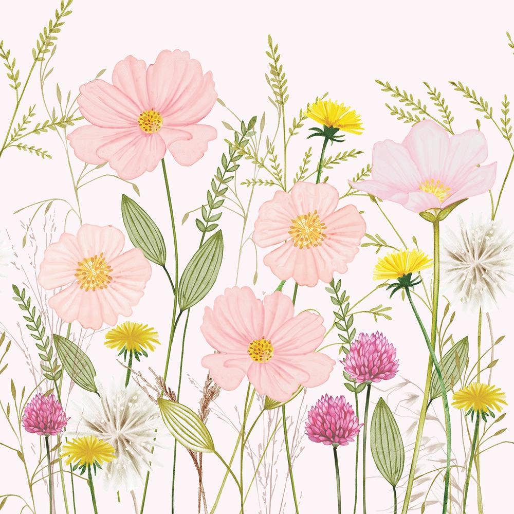 PAPER NAPKINS PASTEL FLOWERS PINK