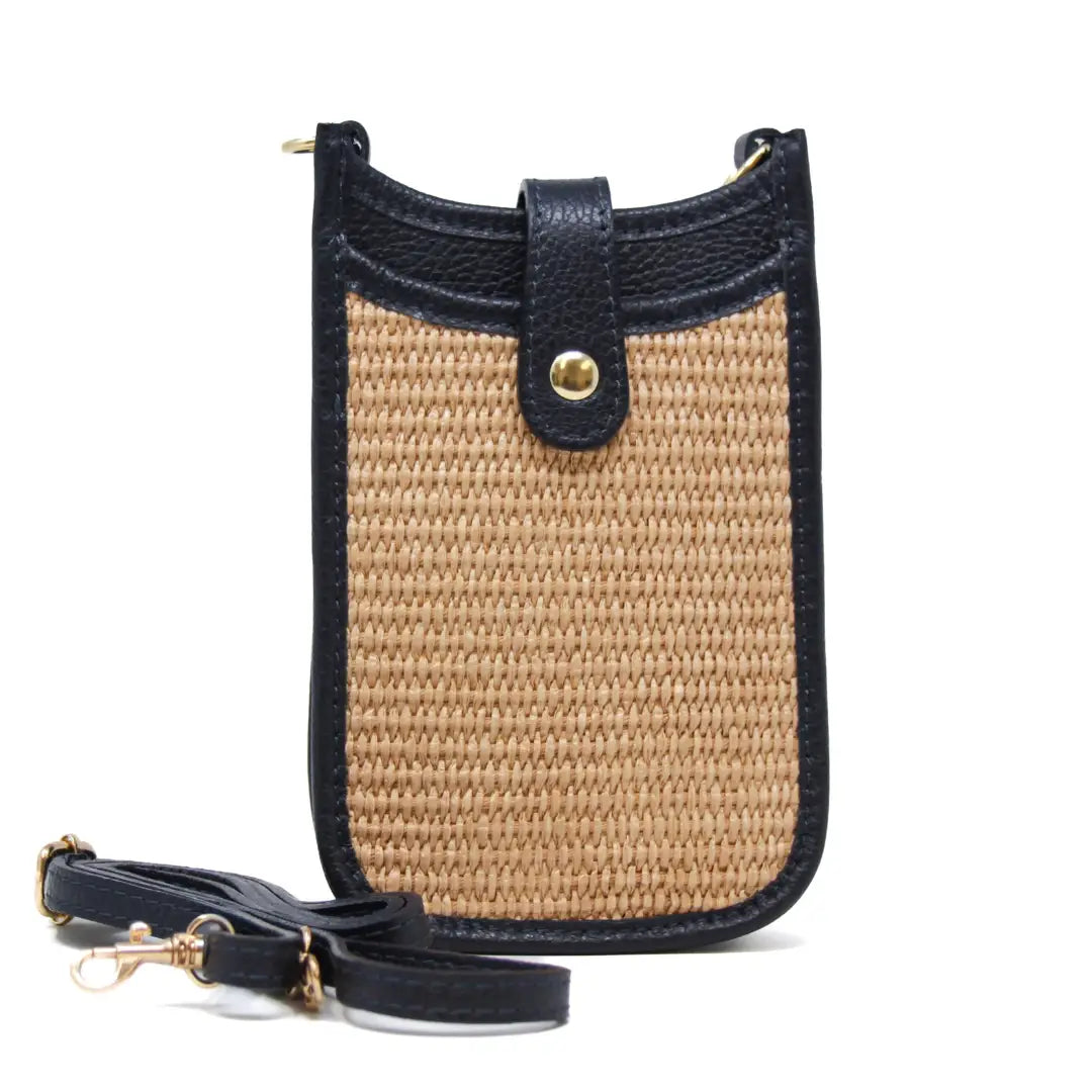 BAG CELL LEATHER & STRAW