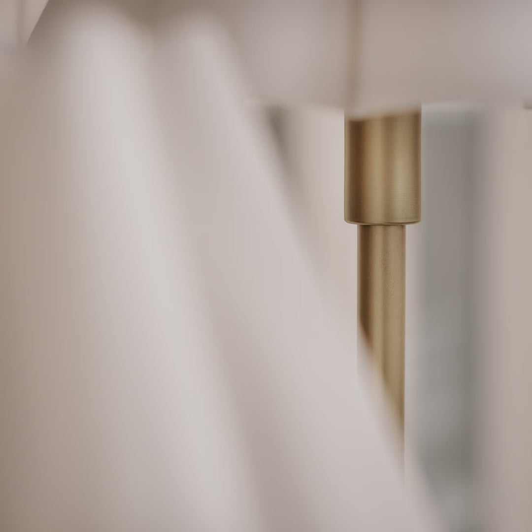 TABLE LAMP DOUBLE ARM BRASS LINEN SCALLOPED SHADE