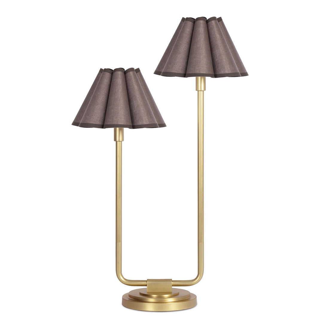 TABLE LAMP DOUBLE ARM NATURAL BRASS UMBER