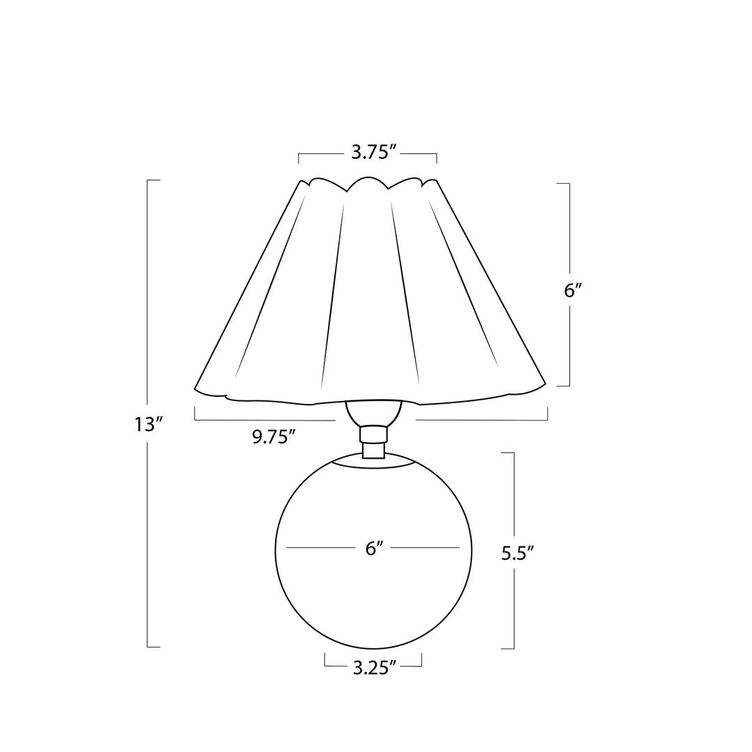 TABLE LAMP CRYSTAL OYSTER SCALLOPED SHADE MINI