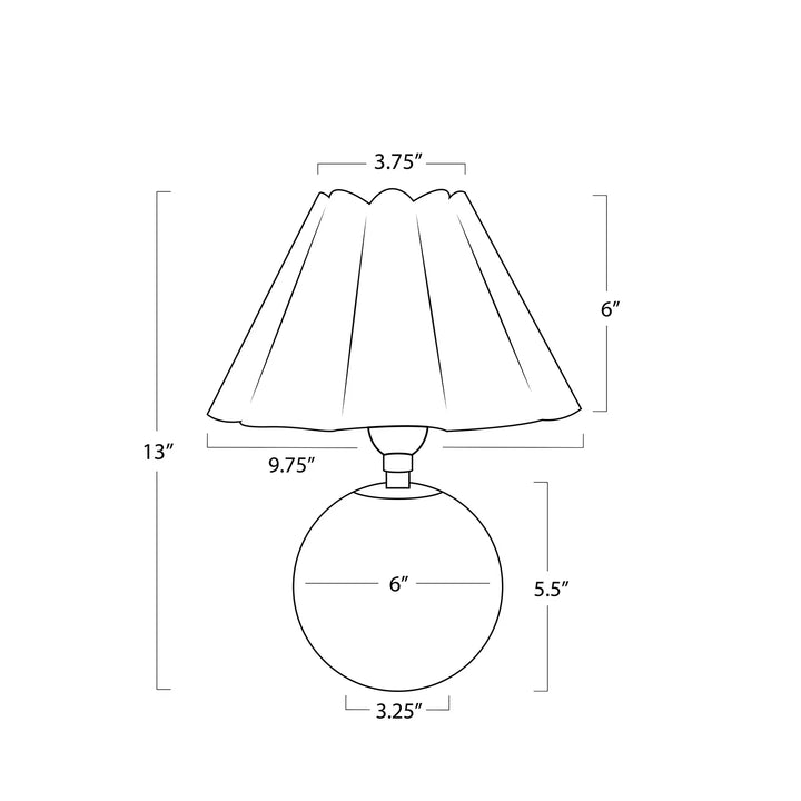 TABLE LAMP CRYSTAL OYSTER SCALLOPED SHADE MINI