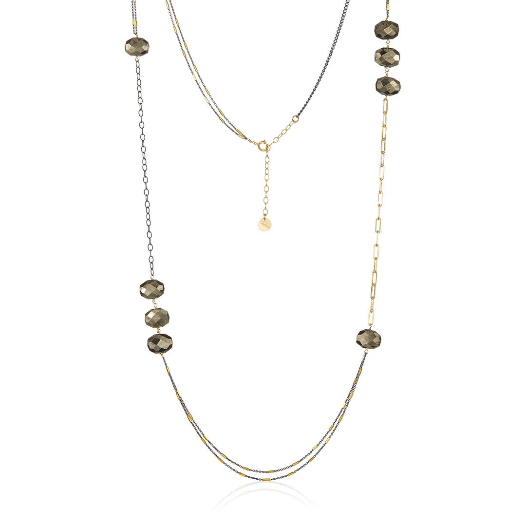NECKLACE LINK OF COLOR II EMERALD AND SMIKEY QUARTZ