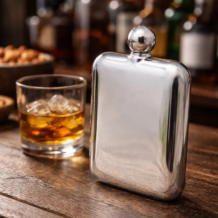 FLASK STAINLESS STEEL MIRROR  6 oz.