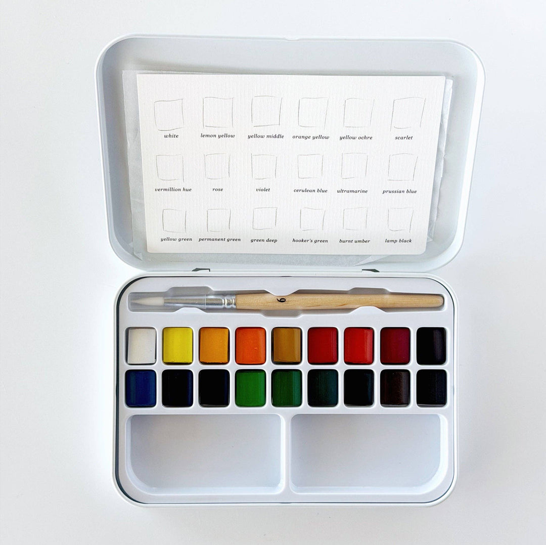 WATERCOLOR PAINT SET 18 COLORS W/BRUSH
