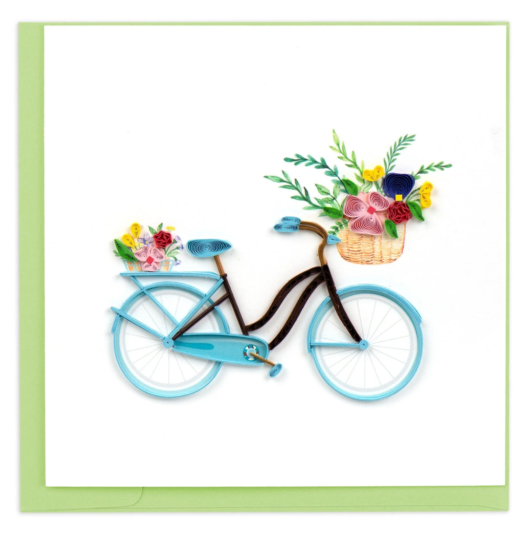 GREETING CARD "QUILLED BICYCLE & FLOWER BASKET"