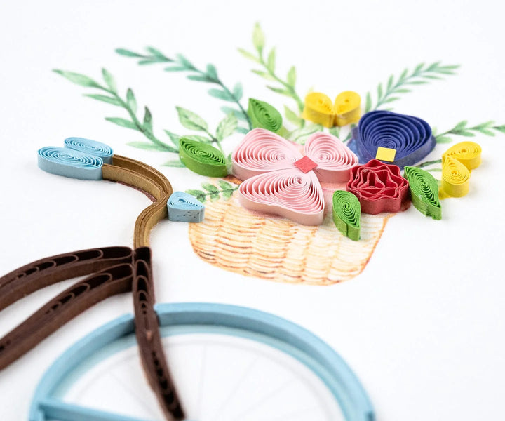 GREETING CARD "QUILLED BICYCLE & FLOWER BASKET"