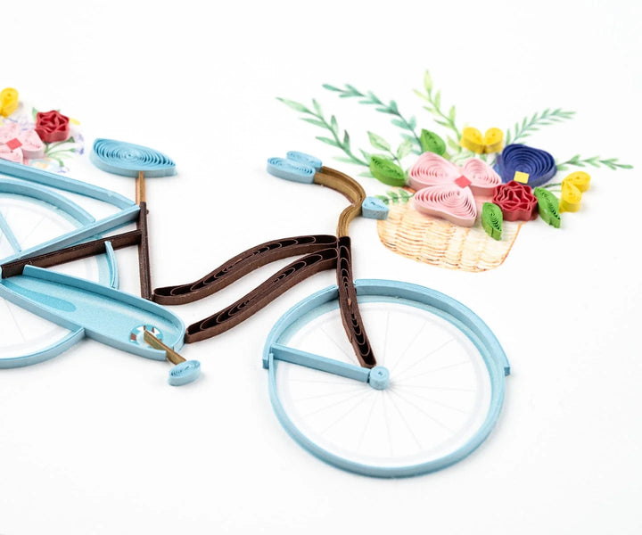 GREETING CARD "QUILLED BICYCLE & FLOWER BASKET"