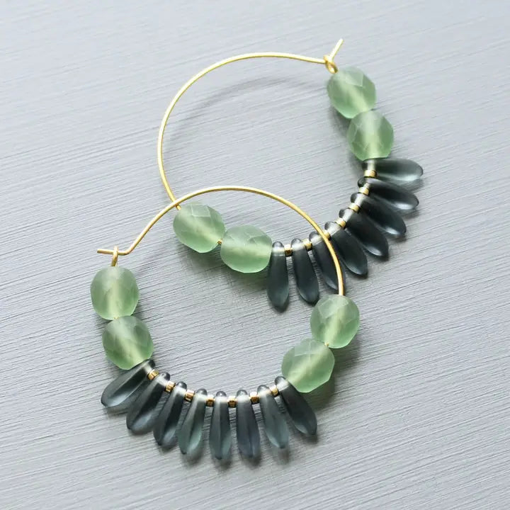 EARRINGS HOOP SEAFOAM AND BLUE MONTANA