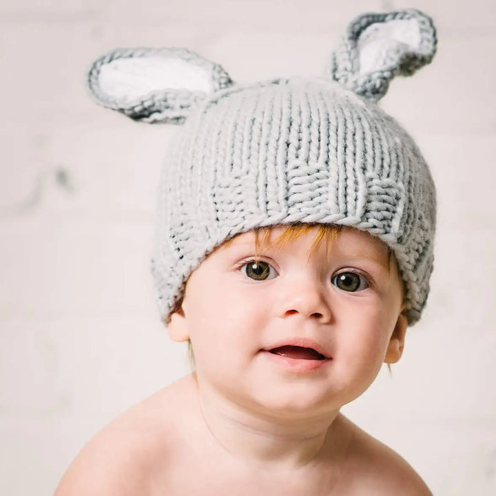 BABY HAT BUNNY GREY CREAM