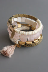 BRACELET GLASS & WHITE STONE WRAP