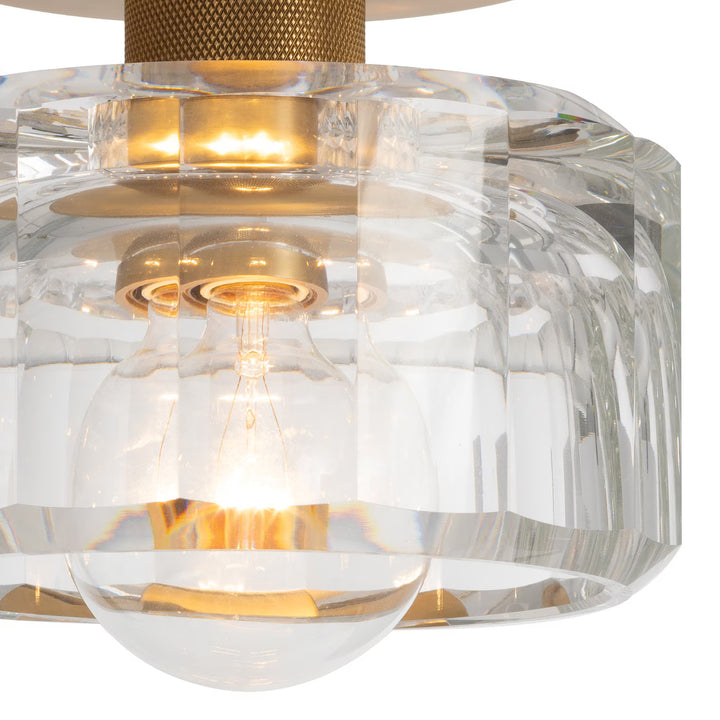 SCONCE CRYSTAL FLUSH MOUNT NATURAL BRASS