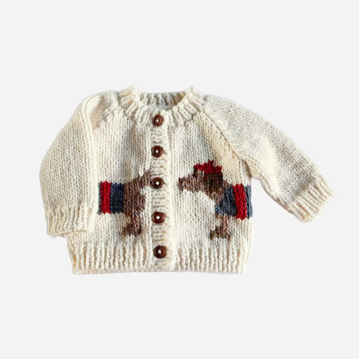 BABY CARDIGAN DACHSHUND RED/BLUE