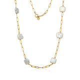 NECKLACE PAPERCLIP 18" WITH SQUARE PEARLS